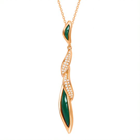 18K Gold Diamond Green Malachite Pendant