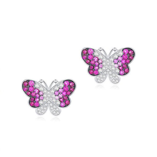 18K White Gold Ruby Butterfly Earrings