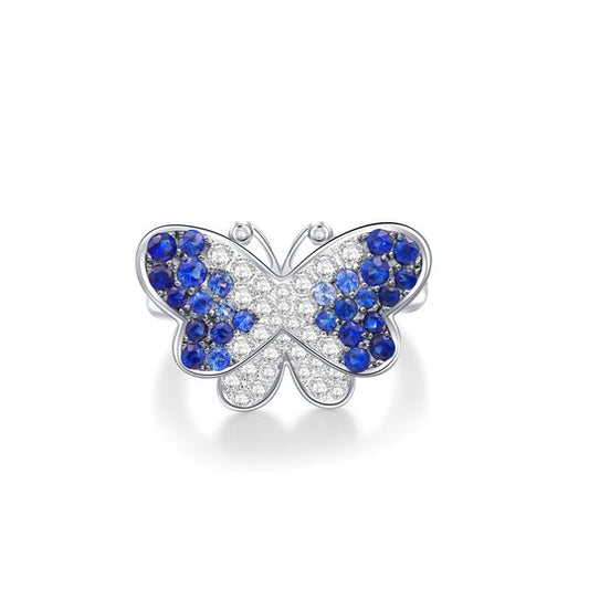 18K White Gold Blue Sapphires Butterfly ring