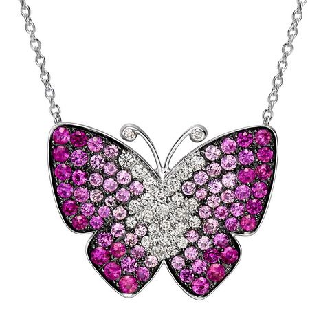 Fantasie 18K White Gold Diamonds & Ruby Butterfly Pendant