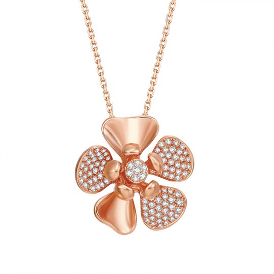 18K Gold Diamond Yolanda Flower Pendant