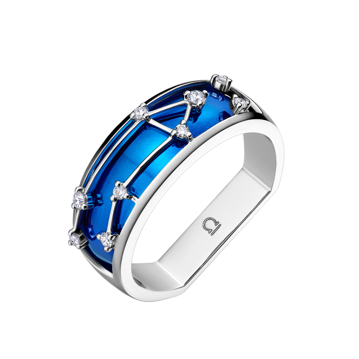 18K White Gold Horoscope Women’s Ring - Libra